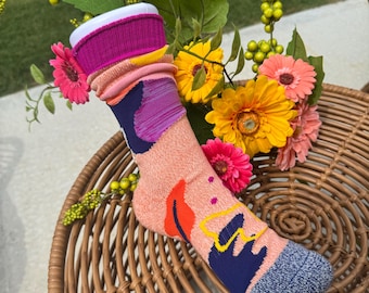 Abstract Art Socks, Funky Colorful Crew Socks