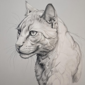 Ritratto di gatto AI - Disegno digitale iperrealistico, stampa artistica di gatto, download immediato, arredamento moderno per animali domestici