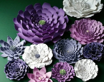 Large Paper Flower Set: Custom Nursery Decor, 11 Piece