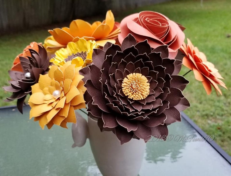 Paper Flowers on Stems One Dozen Flowers in the Colors of Your Etsy