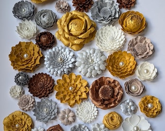 Wedding Paper Flowers: Gold, Silver, Copper, and Ivory (44 Piece)