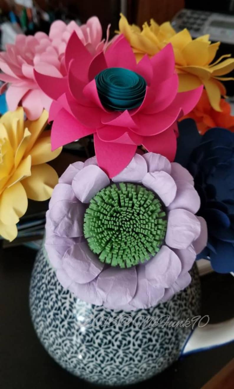 Whimsical Paper Flowers on Stems Princess Party Weddings Great for Bouquets Centerpiece Handmade Home Decor Baby Shower Classroom