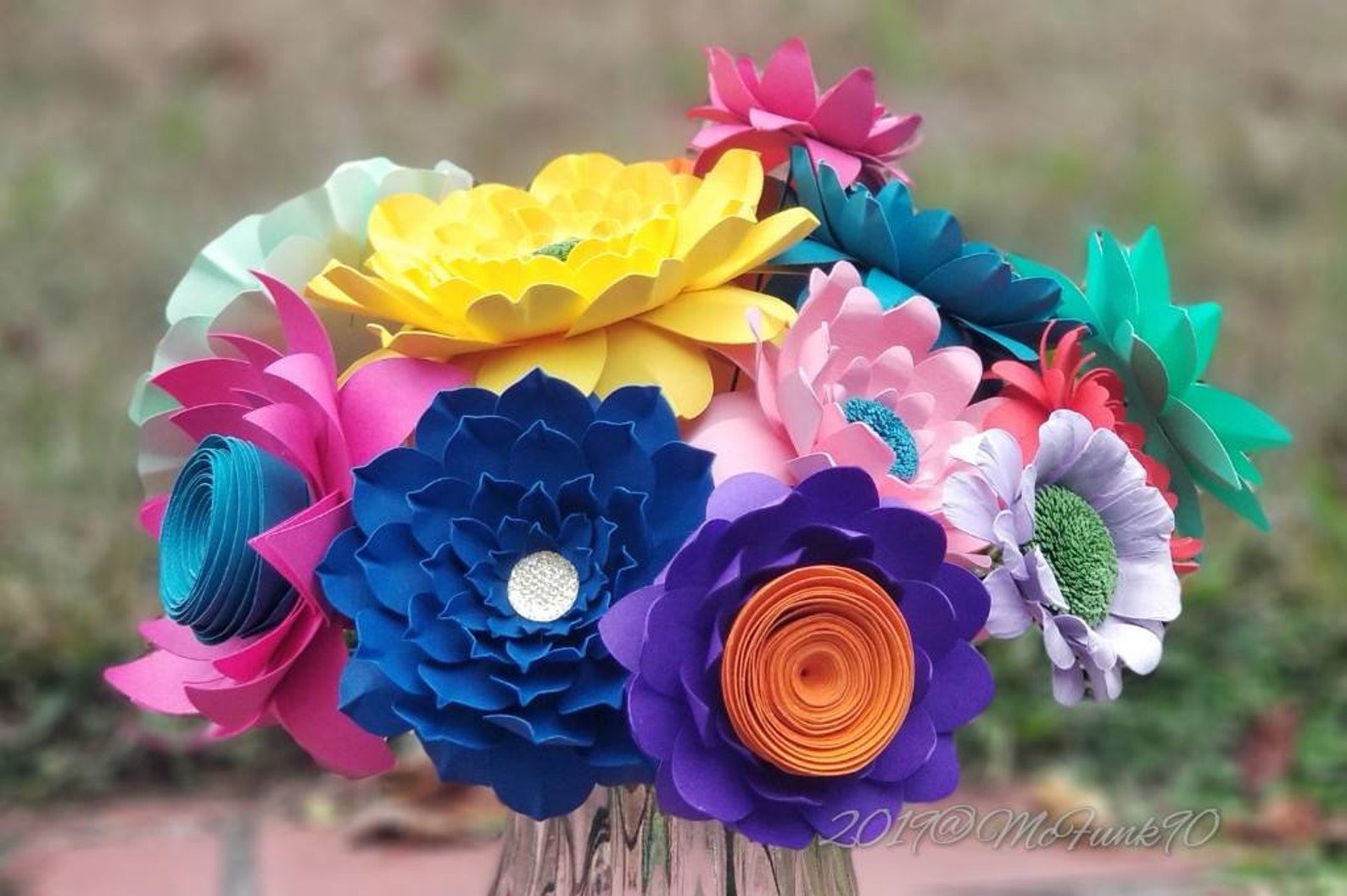 Whimsical Paper Flowers on Stems Princess Party Weddings Great Etsy