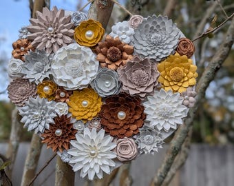Handmade Paper Flowers Wall Art Heart Shaped