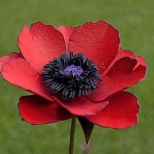 Paper Oriental Poppy on Stem: Hand-Painted Floral Decor
