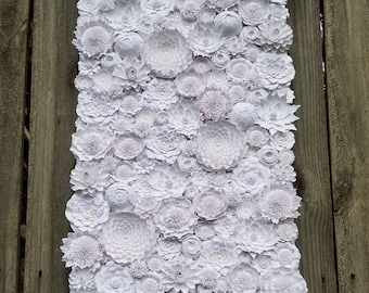 Paper Flower Wall Art: Eclectic Sculpture, Custom Backdrop (16x40 inch)