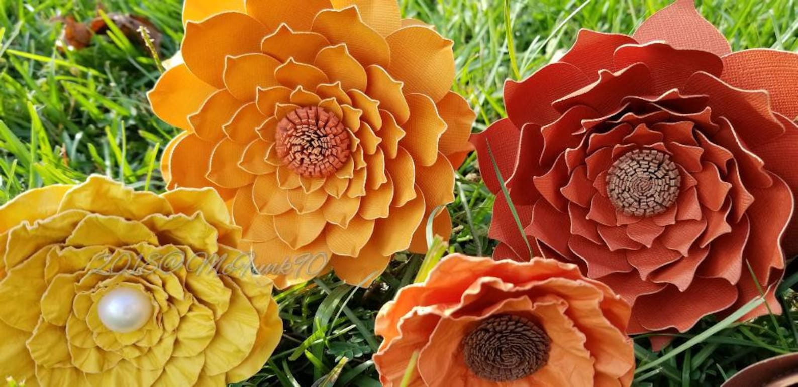 Paper Flowers on Stems One Dozen Flowers in the Colors of Your Etsy