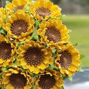 Weddings  Paper Sunflowers on Stems Custom Colors Home Decor Baby Shower Bouquet Centerpieces