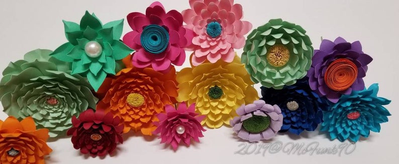 Whimsical Paper Flowers on Stems Princess Party Weddings Great for Bouquets Centerpiece Handmade Home Decor Baby Shower Classroom