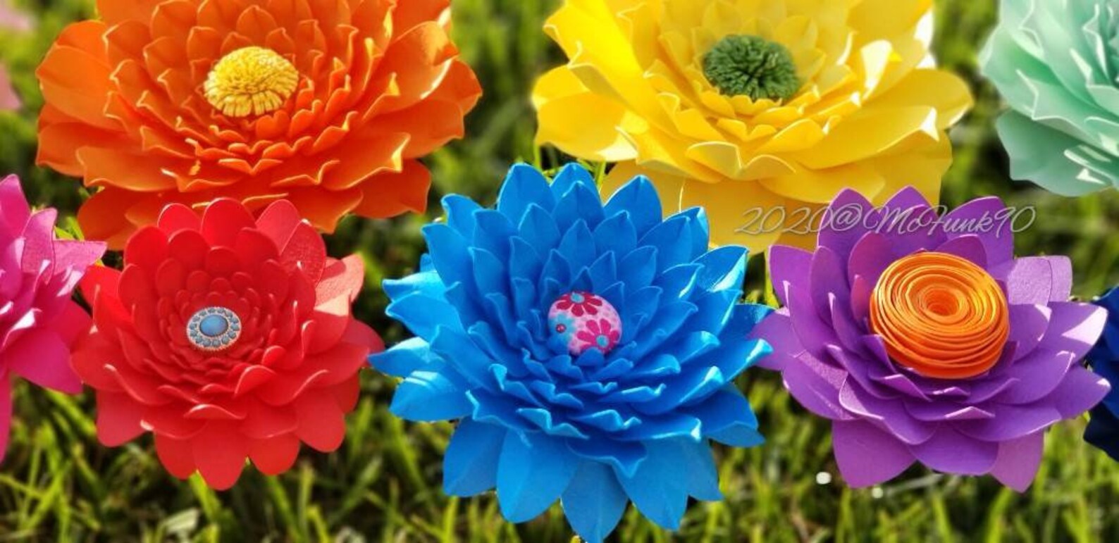 Whimsical Paper Flowers on Stems Princess Party Weddings Great Etsy