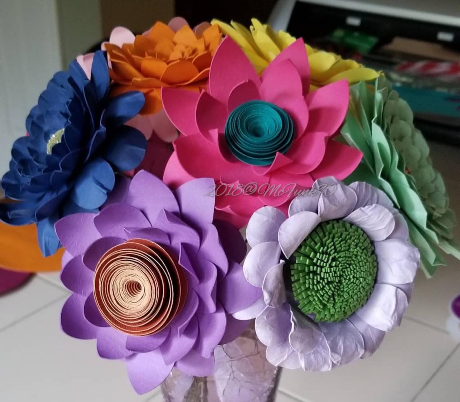 Whimsical Paper Flowers on Stems Princess Party Weddings Great Etsy