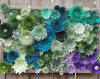 Handcrafted Paper Succulent Garden Wall Art: Rustic Home Decor