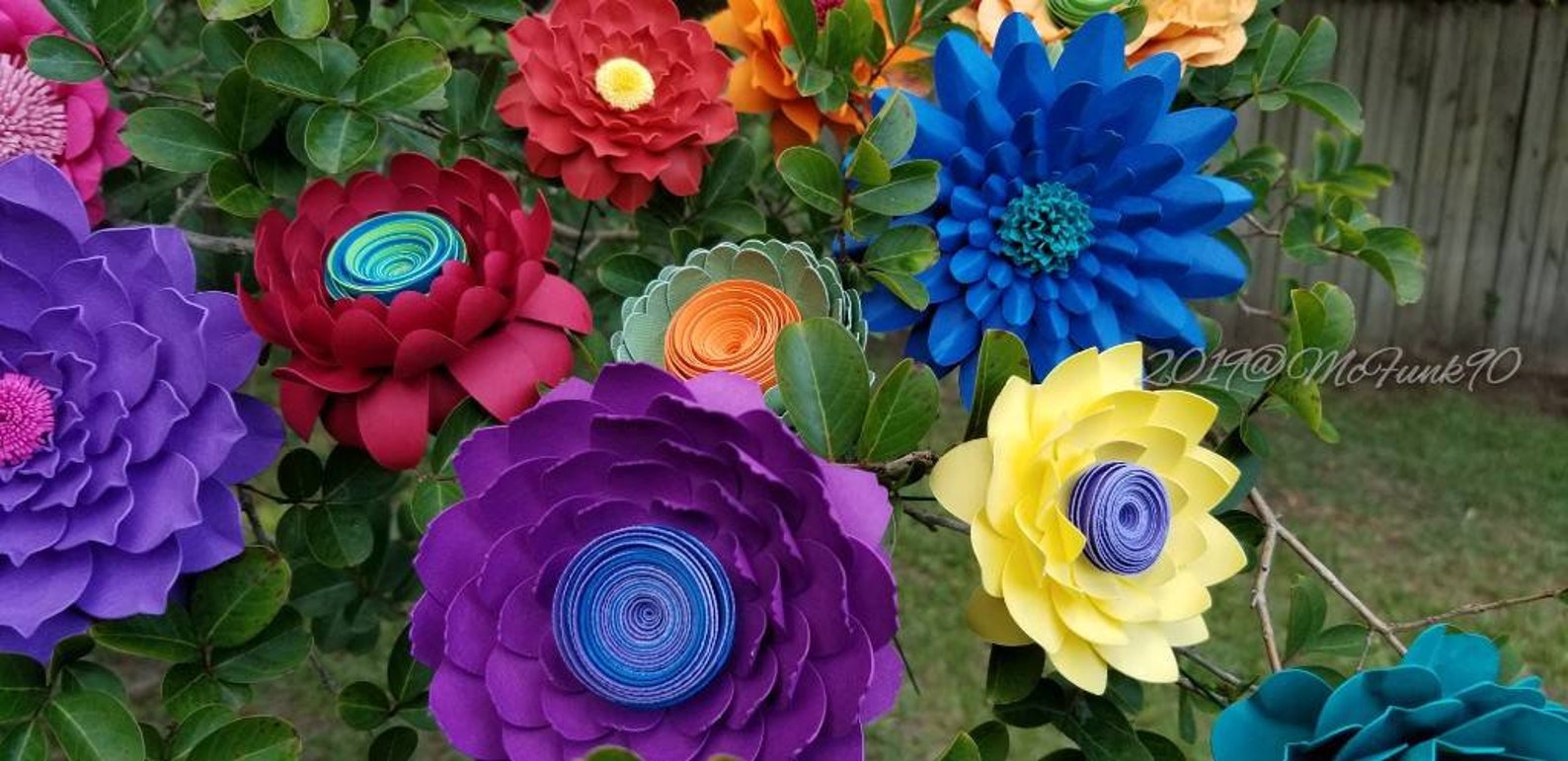 Whimsical Paper Flowers on Stems One Dozen Colors of Choices Etsy