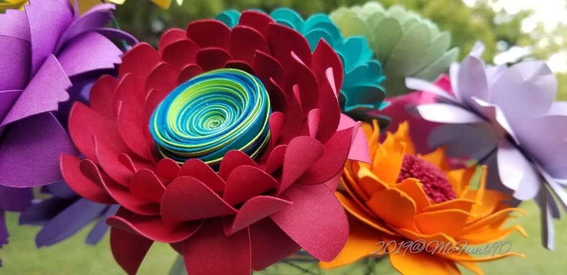 Whimsical Paper Flowers on Stems One Dozen Colors of Choices Etsy