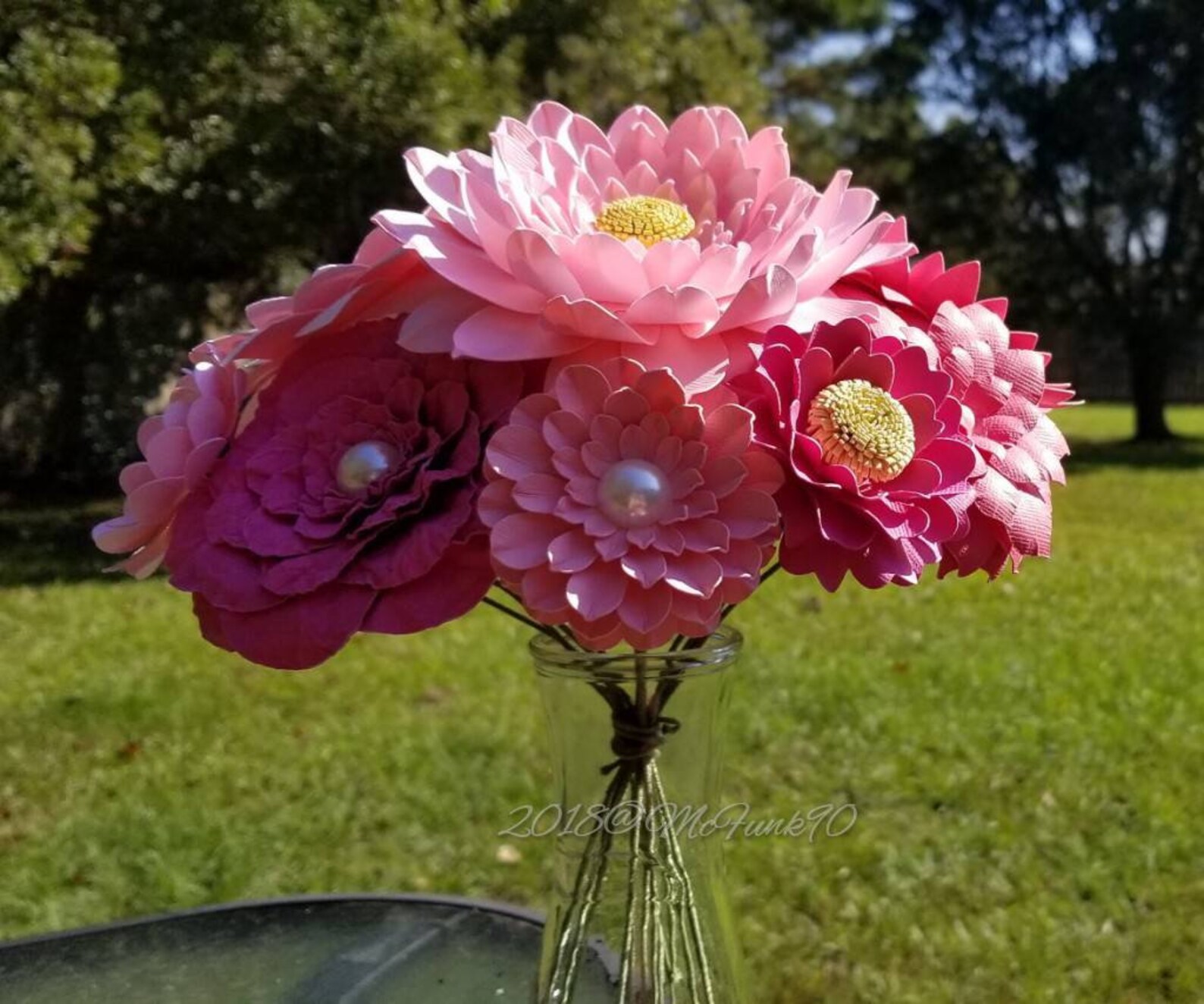 Weddings One Dozen Paper Flowers on Stems in the colors of Etsy