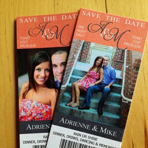 Save the Date WeddingTicket, Wedding Photo Sports Ticket, Wedding Favor Ticket Mailing Envelope image 1