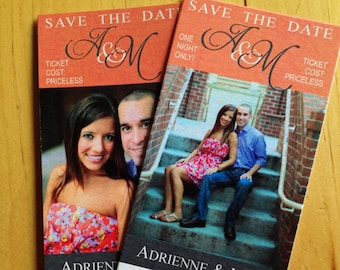 Save the Date WeddingTicket, Wedding Photo Sports Ticket, Wedding Favor Ticket + Mailing Envelope