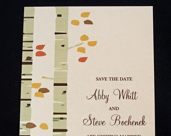 Rustic Wedding Save the Date -  Birch Tree Wedding Invitation - Tree Wedding Invitation Motif - Forrest Wedding Invitation