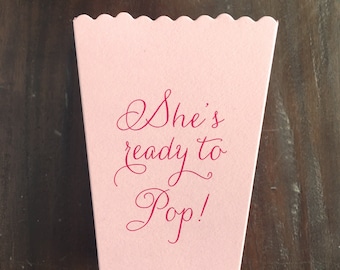 Baby Shower Popcorn Box Favor - She's Ready to Pop - Pink Mini Popcorn Box - Popcorn Box - Favor Box - Popcorn Holder