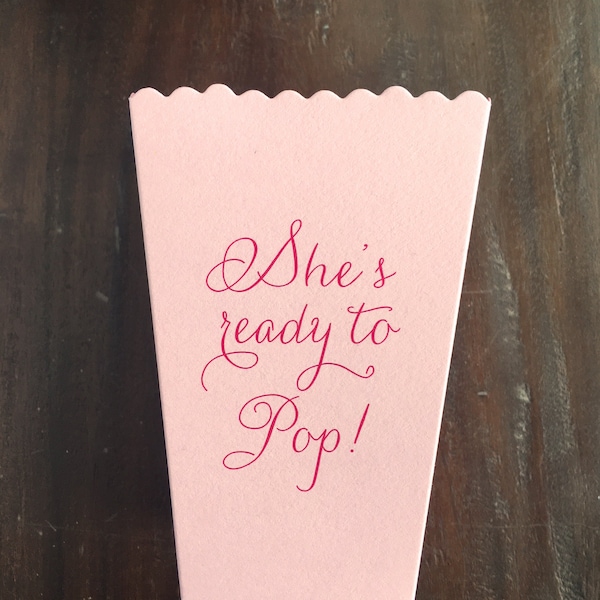 Baby Shower Popcorn Box Favor - She's Ready to Pop - Pink Mini Popcorn Box - Popcorn Box - Favor Box - Popcorn Holder