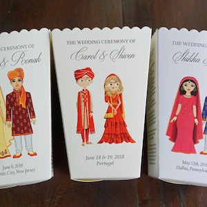 Indian Wedding Favor Box-Emoji Indian Mehndi Rose Petal Box-Hindu Wedding Popcorn Box-Muslim Punjabi Sikh Asian Nepali Pakistani Wedding