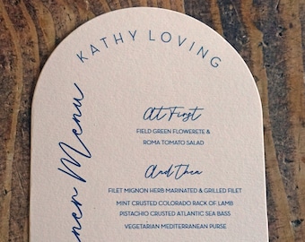 Arched Wedding Menus Personalized with Guest Names - Modern Formal Wedding Menu - Event Menu - Blush Pink - 5x7-Rehearsal Dinner Menu