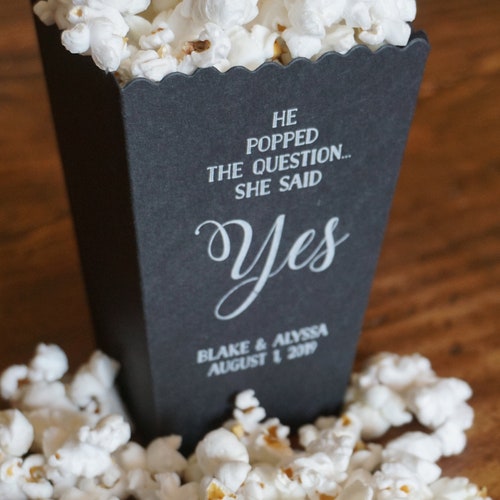 Wedding Popcorn Favor Box black and White Chalkboard Wedding Etsy