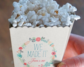Wedding Popcorn Box - Personalized Wedding Favor - Personalized Favor Gift Box- Custom Printed Floral Wedding Box- Popcorn Cups