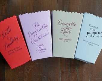 Personalized Popcorn Favor Box - Custom Printed Mini Popcorn Box - Wedding Favor Bar- Bridal Dessert Bar - Small Popcorn Gift Box