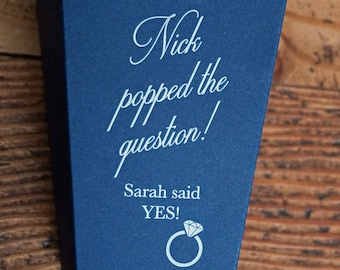 Custom Popcorn Box Blue Wedding Favor-Printed White Ink Box - Personalized Blue Boxes-Wedding Popcorn Favor Bar-He Popped the Question