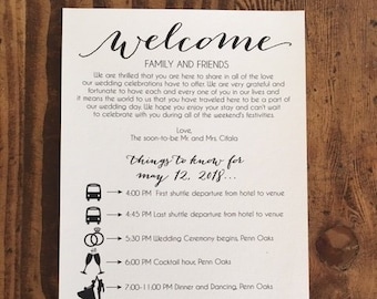 Wedding Day Timeline-Wedding Weekend Schedule-Destination Wedding Itinerary-Wedding Infographic - Welcome Letter-Printed Personalized Letter