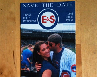 Wedding Save the Date Sports Ticket - Ticket Stub Invitation- Baseball, Football, or Hockey - Custom Monogram Design