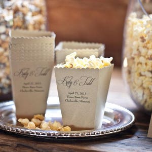 Mini Popcorn Box Wedding Favor Box Popcorn Holder Custom Printed Metallic Paper Box Dessert Bar Popcorn Bar image 5