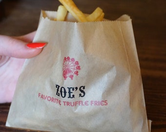 French Fry Party Bag Custom Printed-Bulk Favor Bag- Kraft or White  Bag-Personalized Wedding Favor Bag-Party Favor Bag-Bar Mitzvah Food Bag