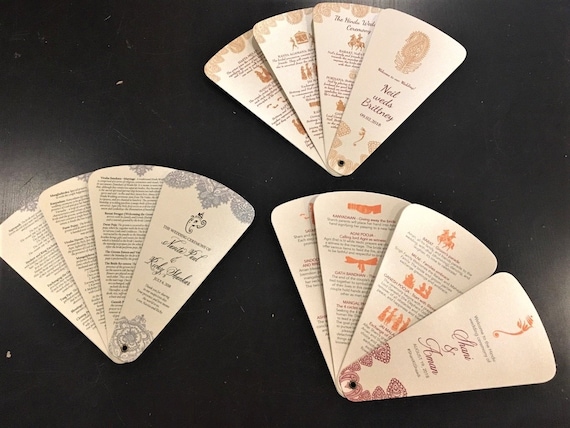 India Wedding Ceremony Fan Program Hindu Wedding Fan Program Etsy