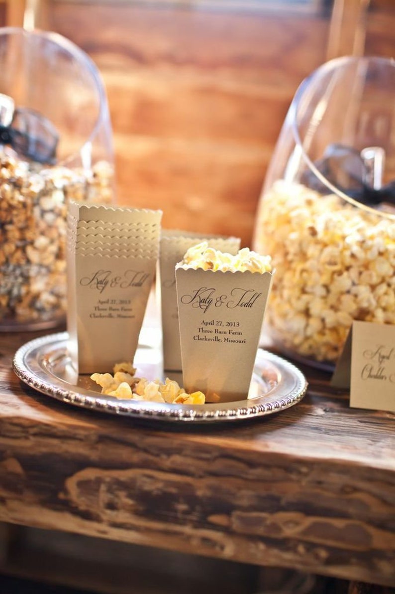 Popcorn Boxes Wedding Favor Popcorn Bags Mini Popcorn Etsy