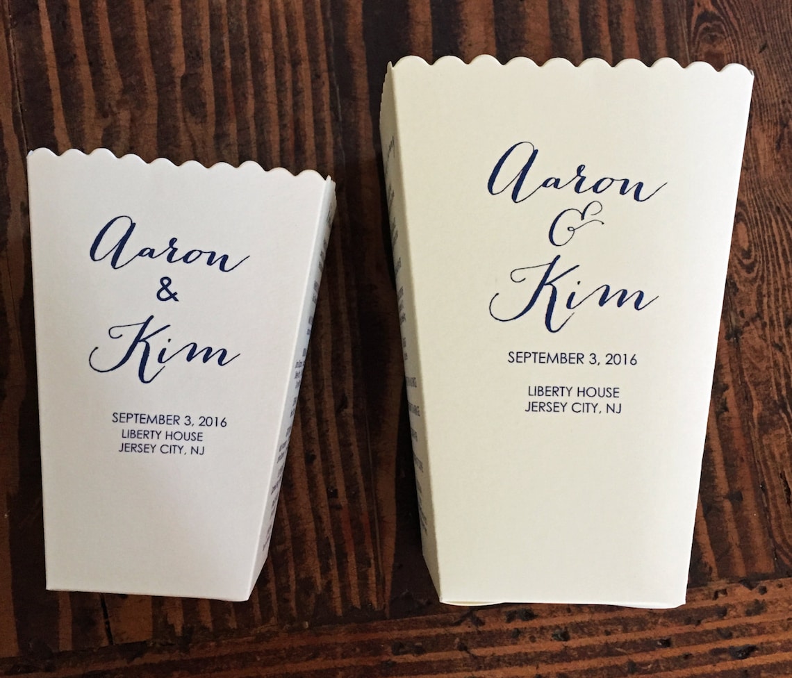 Popcorn Box Wedding Favor Wedding Popcorn Bar Popcorn Box Etsy