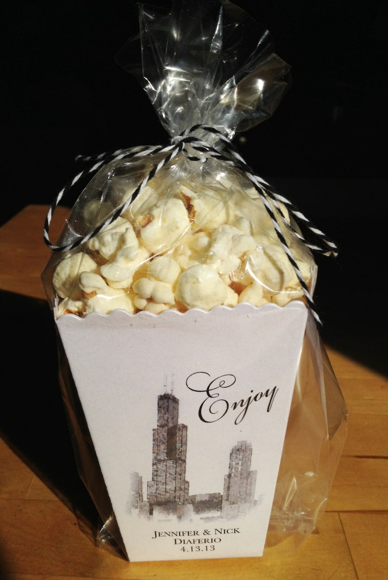 Mini Popcorn Box Wedding Favor Box Popcorn Holder Custom Printed Metallic Paper Box Dessert Bar Popcorn Bar image 4