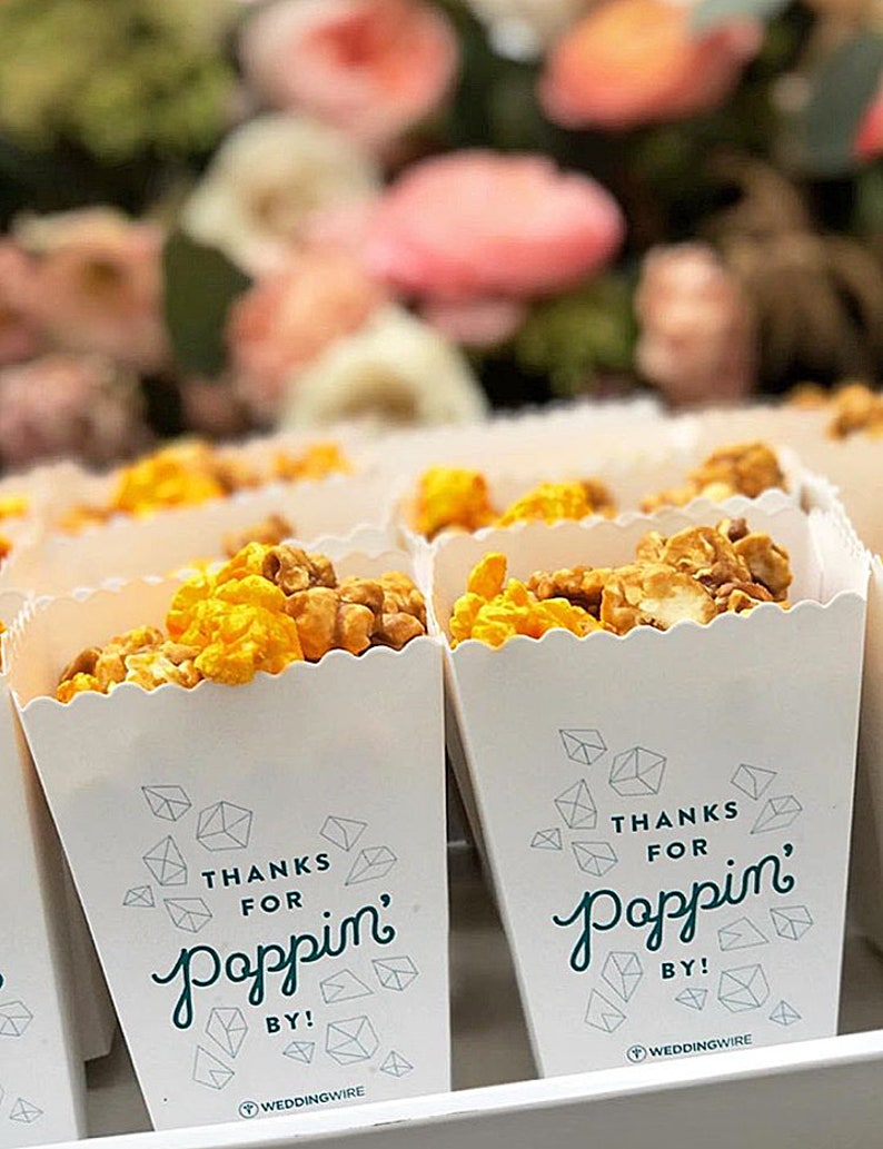 Mini Popcorn Box Popcorn Wedding Personalized Favor Gift Box Custom Printed White Mini Popcorn Box Popcorn Favor Bar-Bar Mitzvah Favors image 9