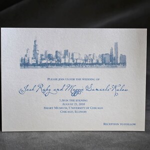 Chicago Wedding Invitation Chicago Skyline Lakefront Custom Invitation image 1