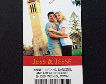 Wedding Save the Date Sports Ticket - Photo Sports Bridal Ticket -  College Themed Wedding Save the Date - Unique Save The Date