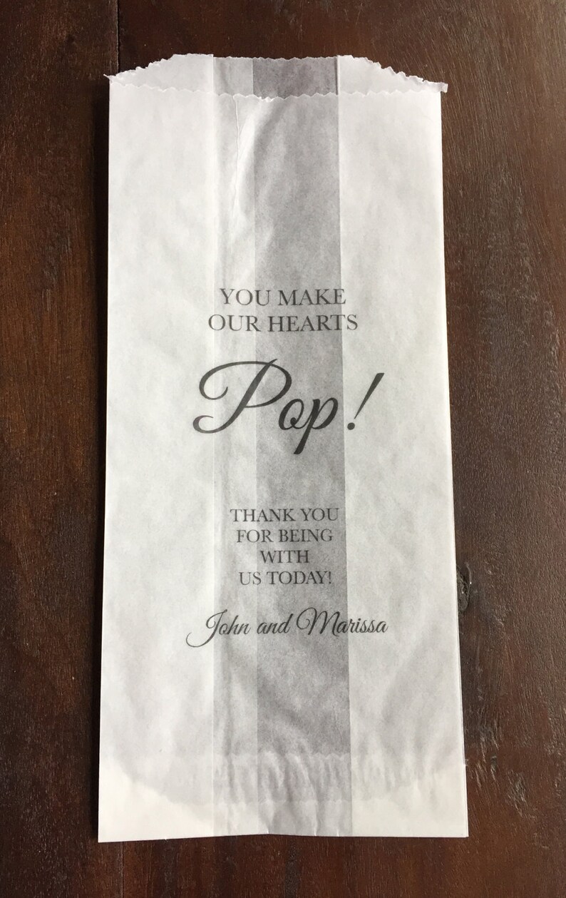 Popcorn Wedding Favor Bags Popcorn Bag Personalized Favor Etsy