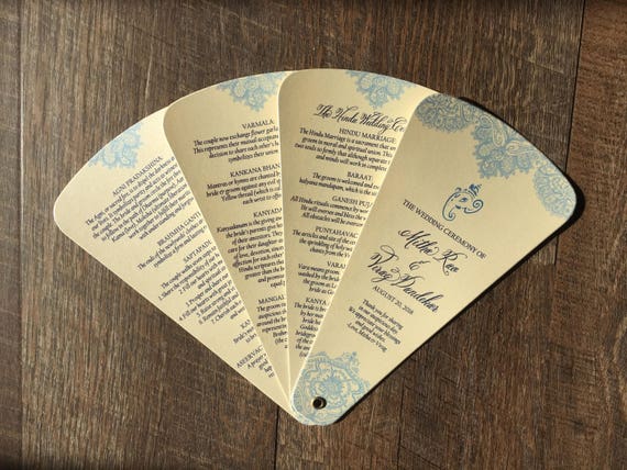 Indian Wedding Ceremony Fan Program Hindu Wedding Fan Etsy