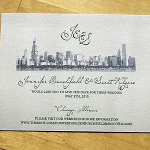 Chicago Skyline Save the Date -  Chicago Wedding Invitation  - Chicago Lakefront Design
