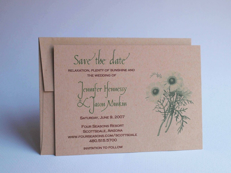 Rustic Wedding Save the Date Spring Daisy Save the Date Floral Wedding Save the Date-Recycled Paper Save the Date Flower Invitation image 1