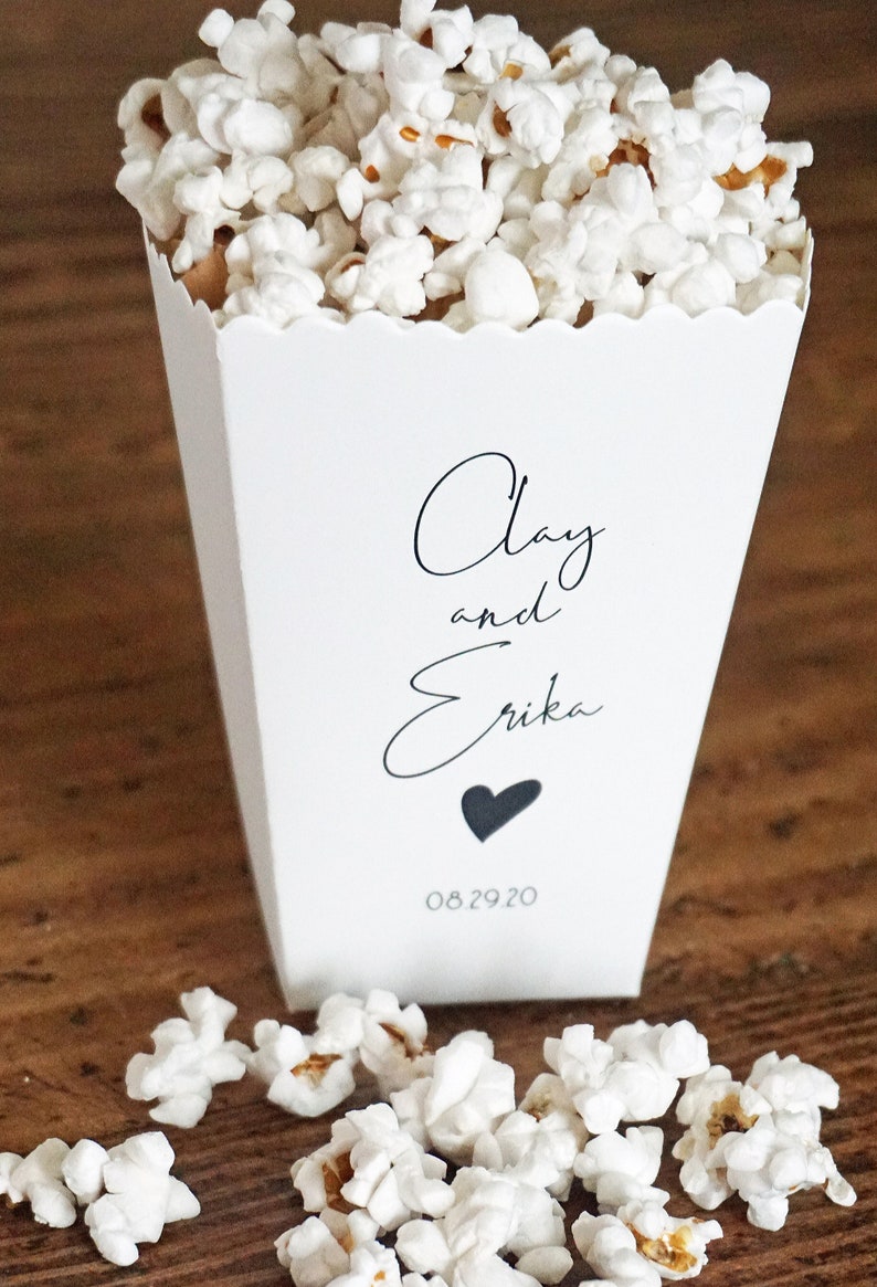 Mini Popcorn Box Popcorn Wedding Personalized Favor Gift Box Custom Printed White Mini Popcorn Box Popcorn Favor Bar-Bar Mitzvah Favors image 3