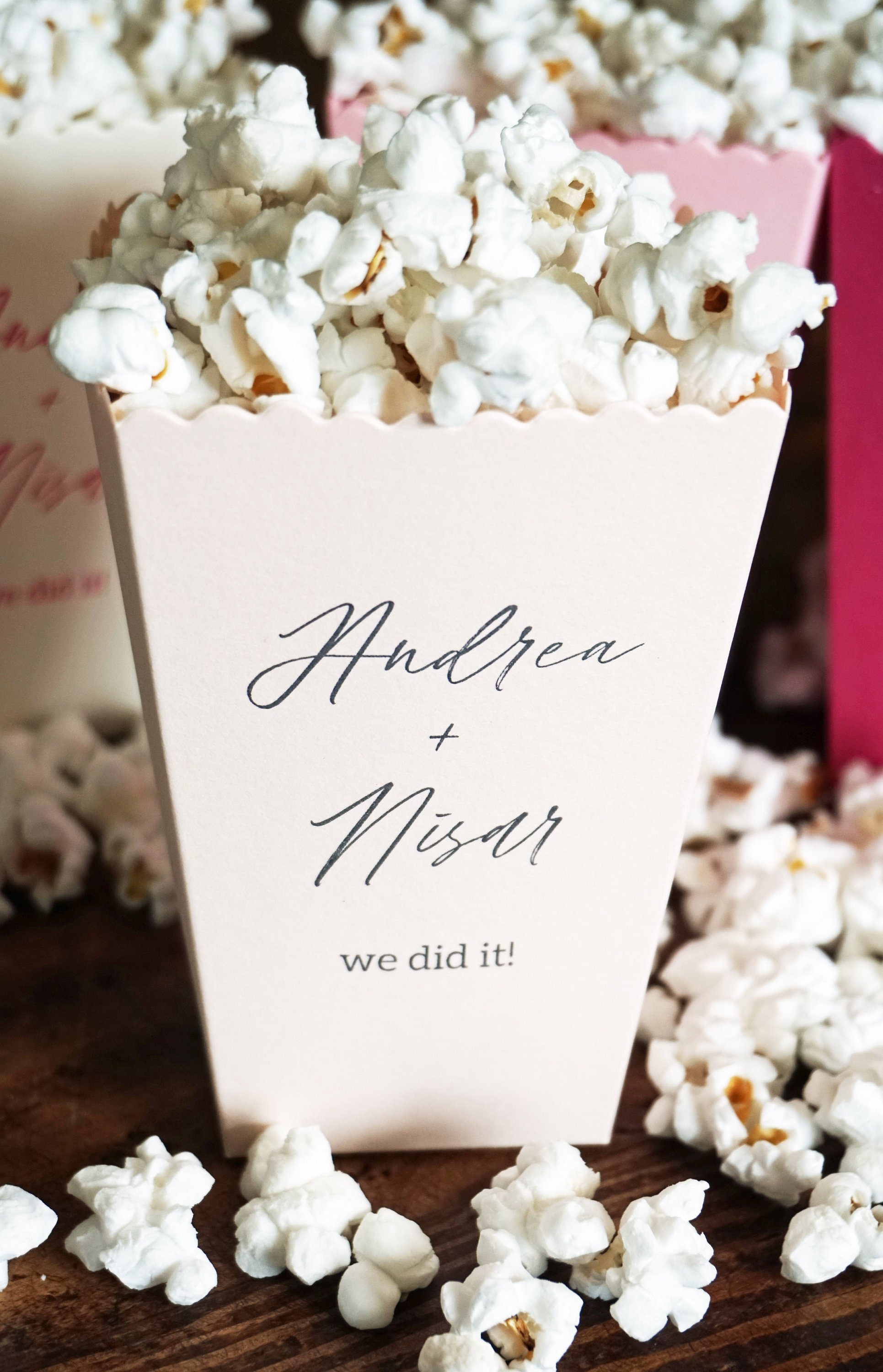 Pink Mini Popcorn Box-popcorn Micro Wedding Favor-custom | Etsy UK