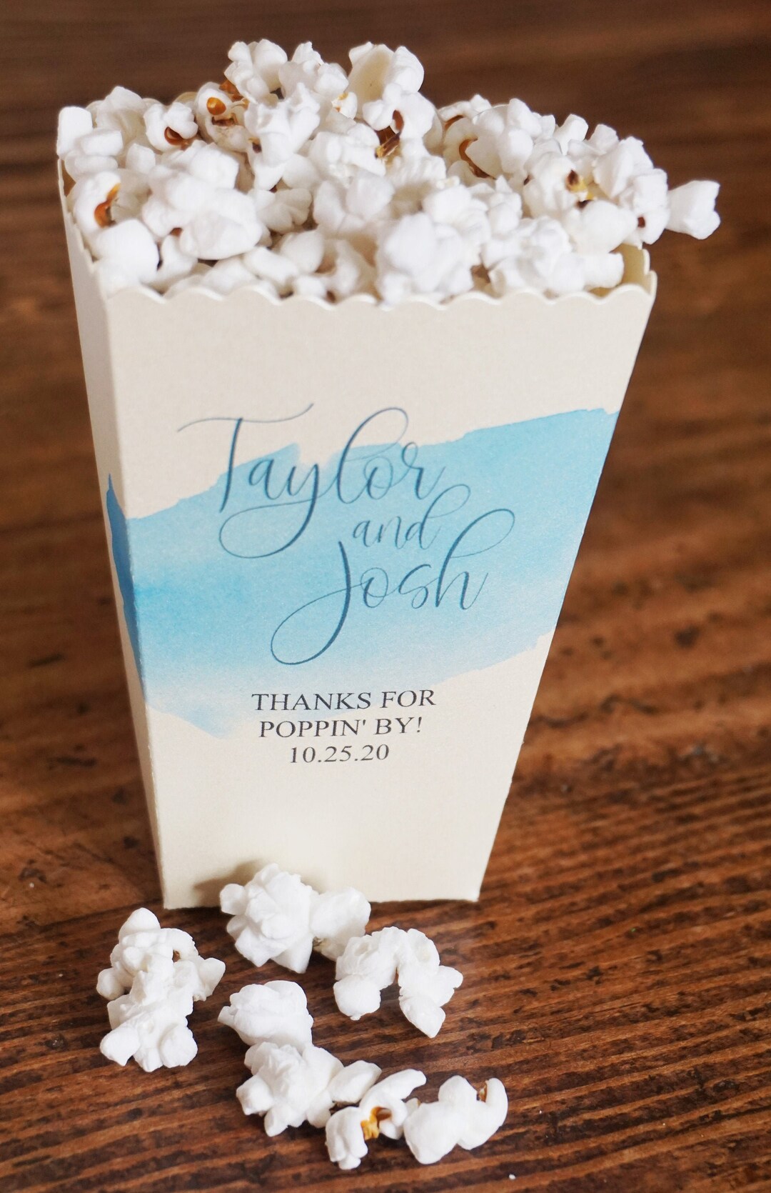 Mini Popcorn Wedding Favor Box Watercolor Design Custom Etsy
