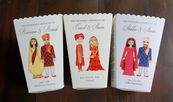Indian Wedding Favor Box-Emoji Indian Mehndi Rose Petal Box-Hindu Wedding Popcorn Box-Muslim Punjabi Sikh Asian Nepali Pakistani Wedding