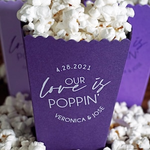 Purple Popcorn Box Wedding Favor Popcorn Bar Favor-Custom Printed Mini Box-Wedding-Bridal Dessert Bar-Lavender Favor Box Dark Purple